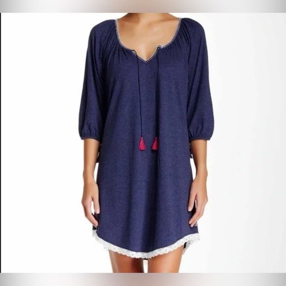 61. Lucky Brand Women’s Chambray  Blue Sleep Shirt. SIze XL - Picture 1 of 12